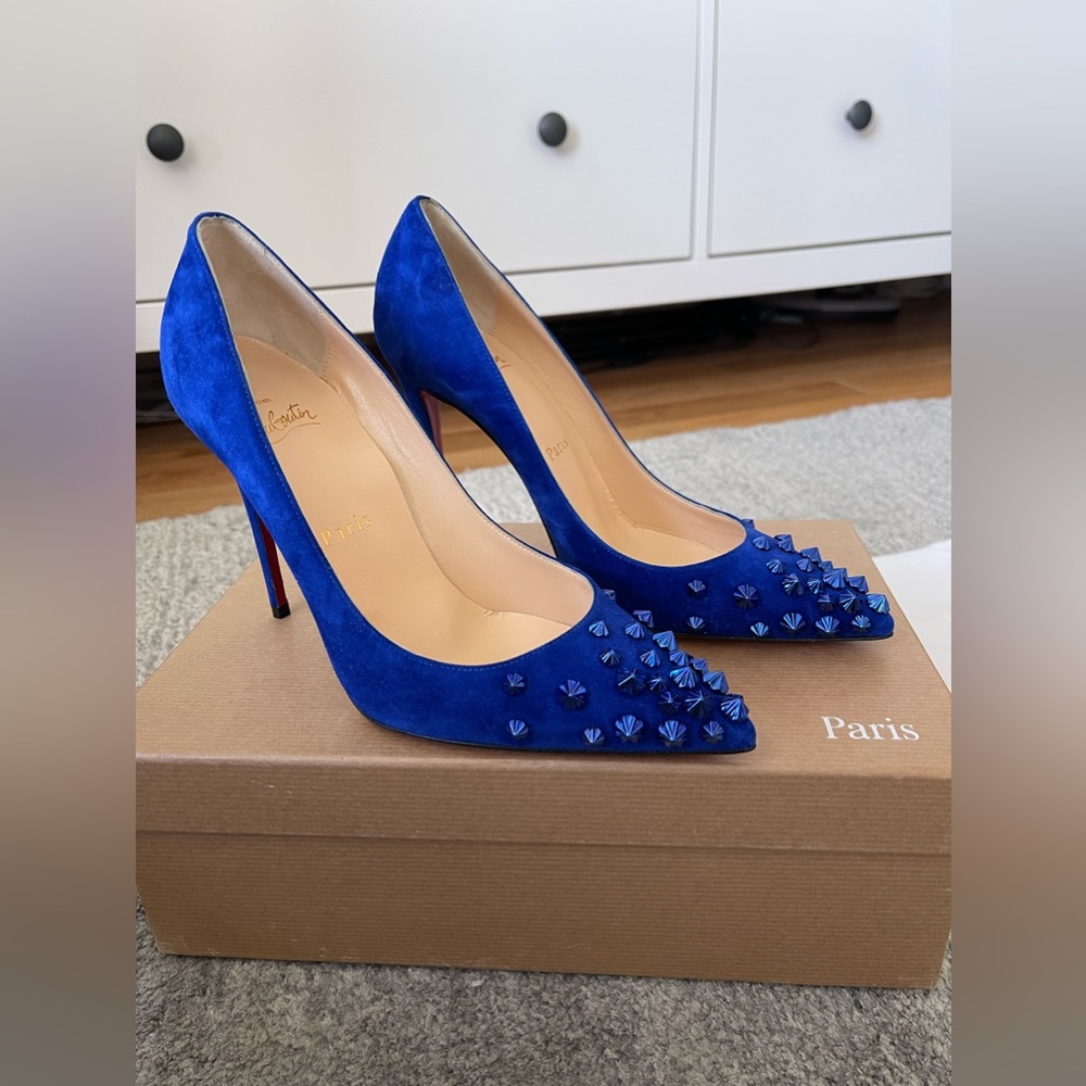 Christian Louboutin Blue Studded Suede Heels - Size: EU 36 - US 6